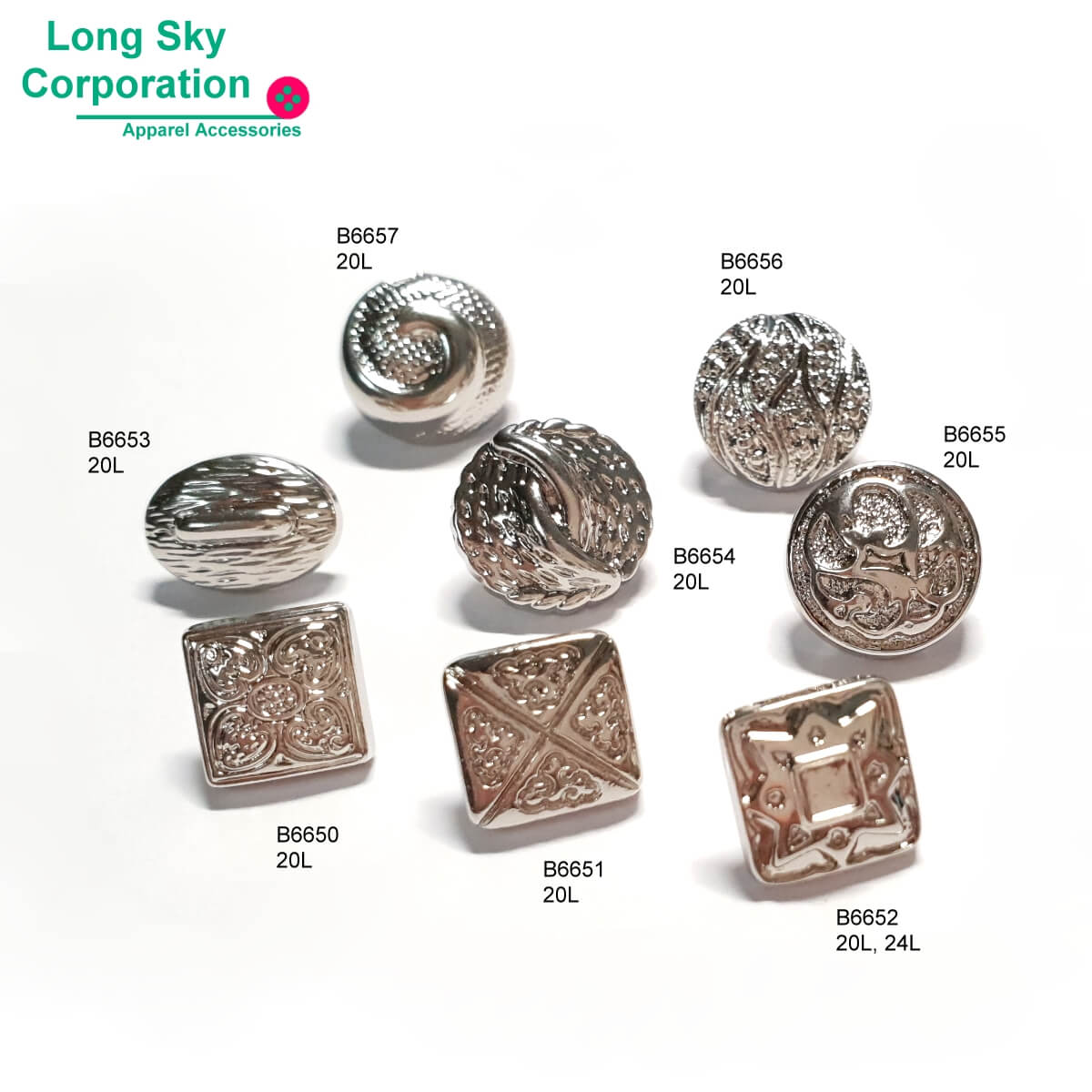 (B6650~B6657) 20L (12mm) 新款設計師服裝裁縫師愛用裝飾鈕釦