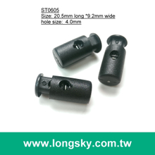 (#ST0605) 4.0mm繩用, 柱狀單孔塑膠尼龍彈簧調整繩扣