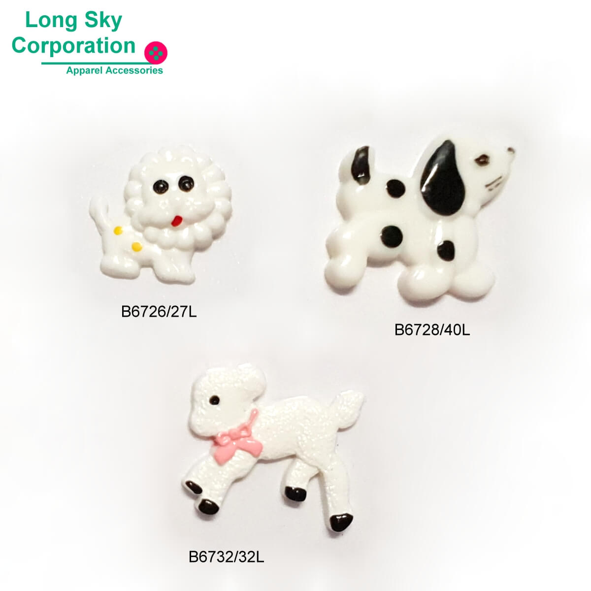 B6726, B6728, B6732, dog buttons