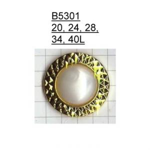 (#B5301/20L, 24L, 28L, 34L, 40L) 兩件式組裝金色邊框中心珍珠效果鈕釦