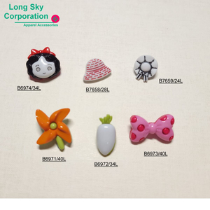 女童針織衫可愛裝飾鈕扣 - 女孩, 帽子, 花朵, 領結, 蘿蔔蔬菜, 風車
