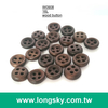 (#W0908) 16L 10mm 咖啡色4孔經典款木頭鈕扣
