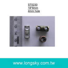 (#ST0230) 2孔金屬直筒條紋造型束尾繩擋