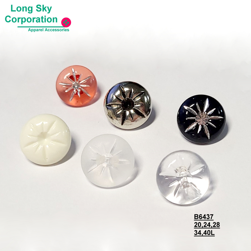 (#B6437/20L,24L,28L,34L,40L) 放射光線圖案可加水鑽立腳鈕釦