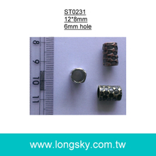 (#ST0231) 6mm繩用金屬製圓柱圓點造型束尾繩扣