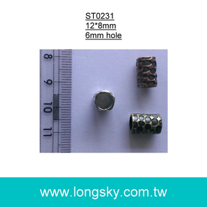 (#ST0231) 6mm繩用金屬製圓柱圓點造型束尾繩扣