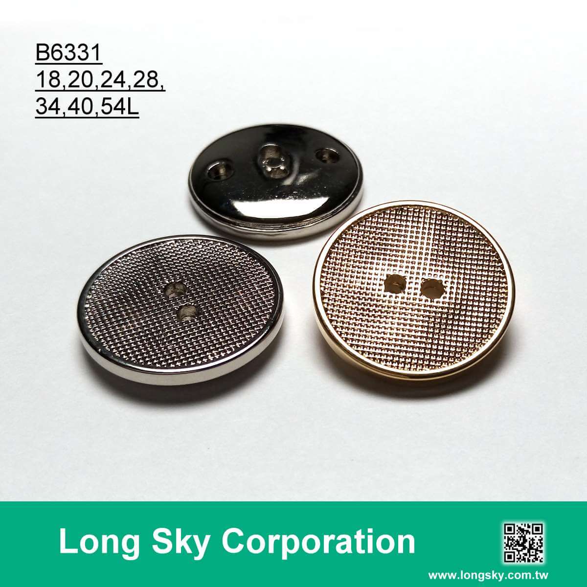 (B6336/16L,18L,20L,24L,28L,34L,40L,48L) 2洞銀色塑膠電鍍方型縫孔服飾鈕釦