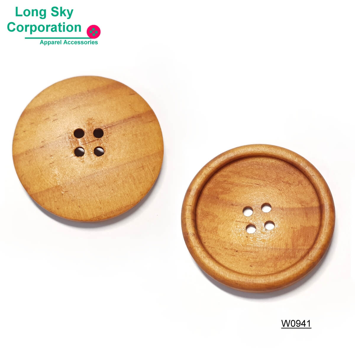 (#W0941) 實木製造棕色圓邊造型服飾鈕釦